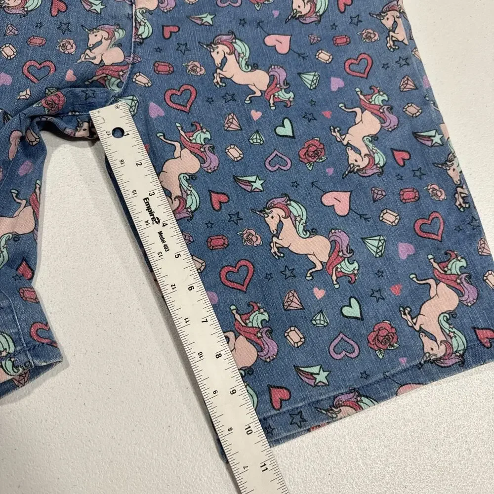 Place Girls Unicorn Graffiti Print Denim Jean Bermuda Shorts Size 16 Plus Casual